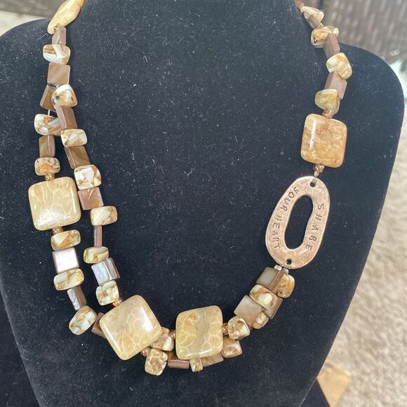 Earth Tone Ceramic Chunky  Inspirational Necklace - Picture 1 of 11